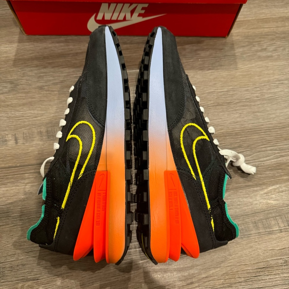Nike Waffle One Black Yellow Jaune Strike Athletic Sneakers - Picture 7 of 13
